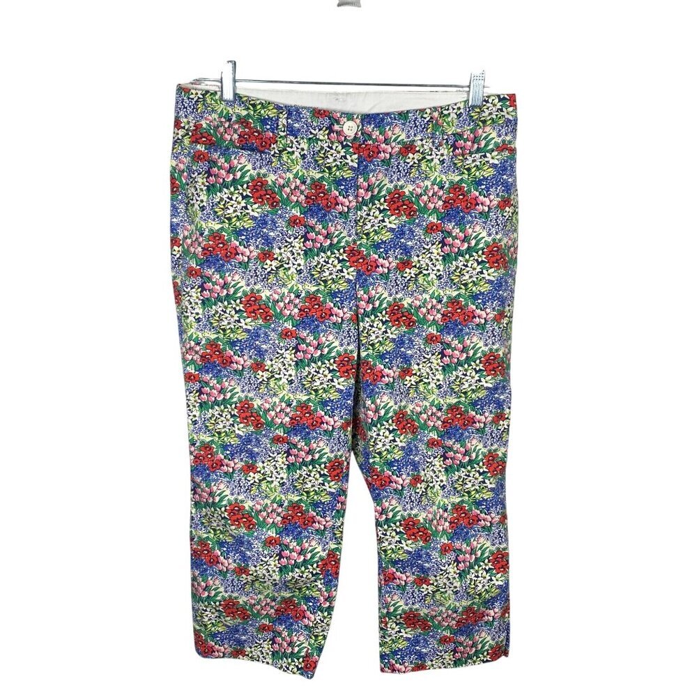 Talbots Floral Perfect Skimmer Pants Womens Size 10 Stretch Mid Rise